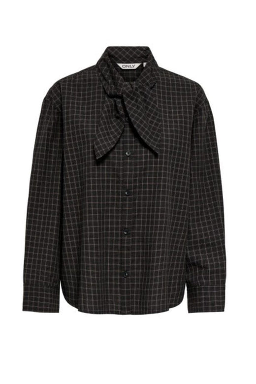 Only - Onlmaya Check Bow Shirt - 5195883 Black Grey Skjorter 