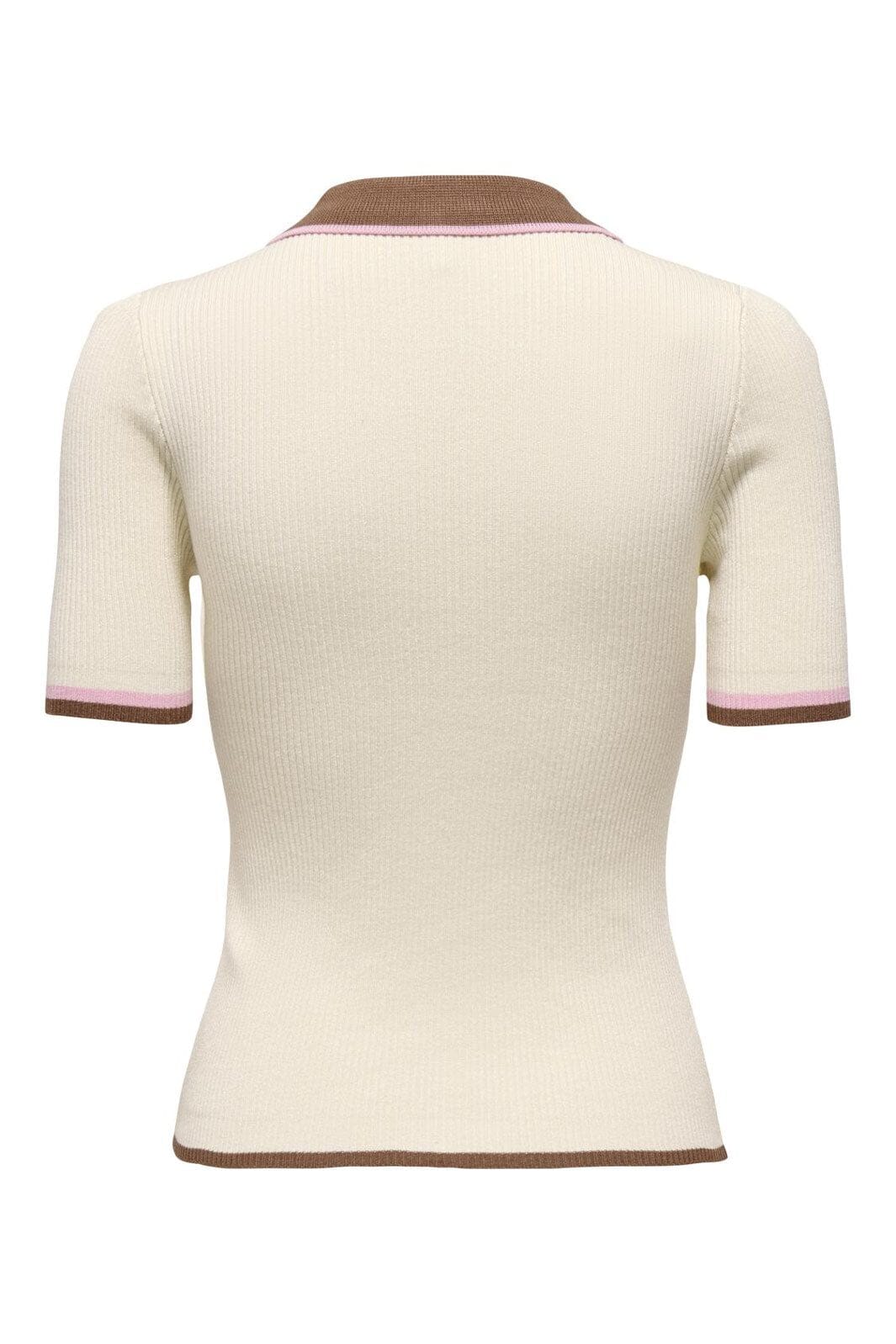Only - Onlmeddi Life Ss Contrast Polo Cc Knt - 4972164 Birch Toasted/Romance Rose/Dtm Button