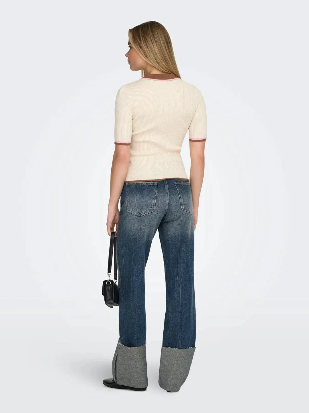 Only - Onlmeddi Life Ss Contrast Polo Cc Knt - 4972164 Birch Toasted/Romance Rose/Dtm Button T-shirts 