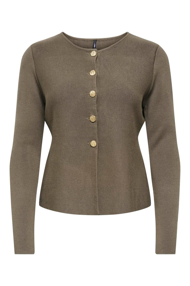 Only - Onlmelli Ls Oneck Button Cardi Knt - 5087338 Canteen New Gold Buttons