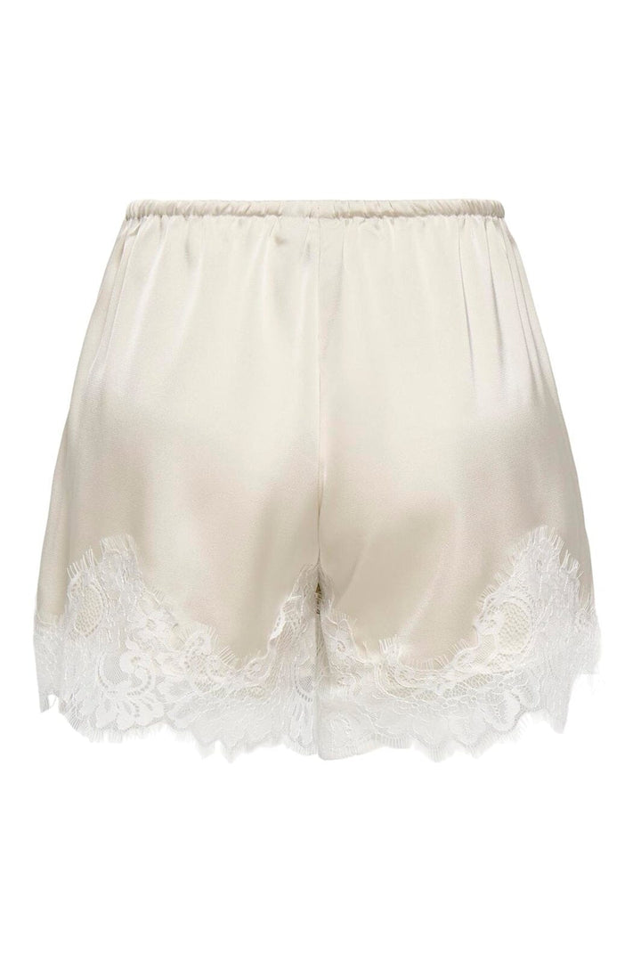 Only - Onlmenus Lace Satin Shorts - 5131878 Birch White Lace