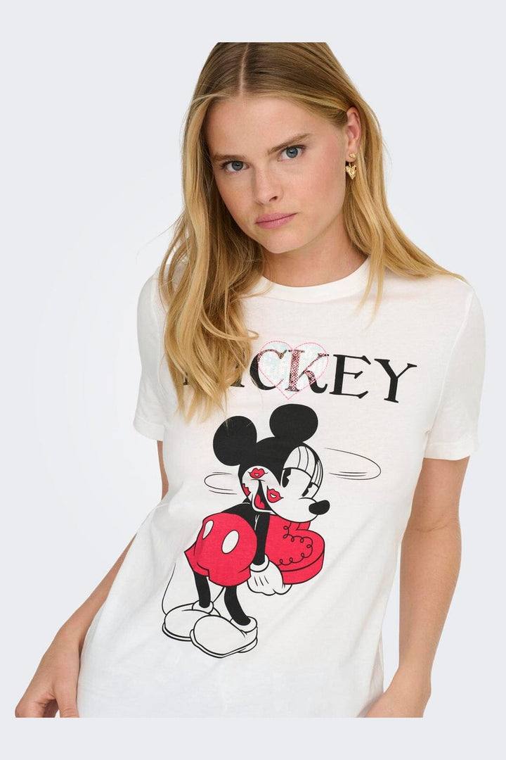 Only - Onlmickey Reg S/S Valentine Lux - 4965027 Cloud Dancer Mickey In Love