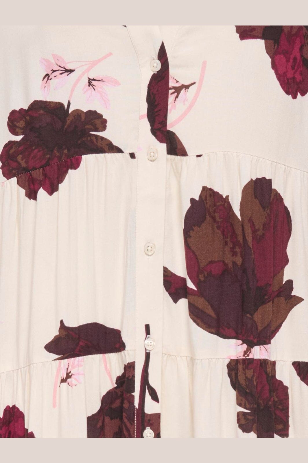 Only - Onlmilana Sola 3/4 Midi Dress - 5095462 Oatmeal Red Flower