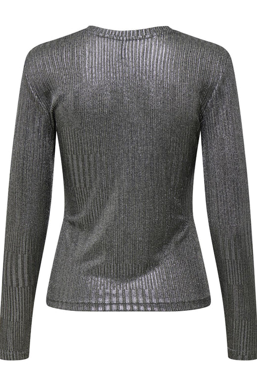 Only - Onlmirinda L/S O-Neck Top - 4674196 Dark Grey Melange Gun Metallic Bluser 