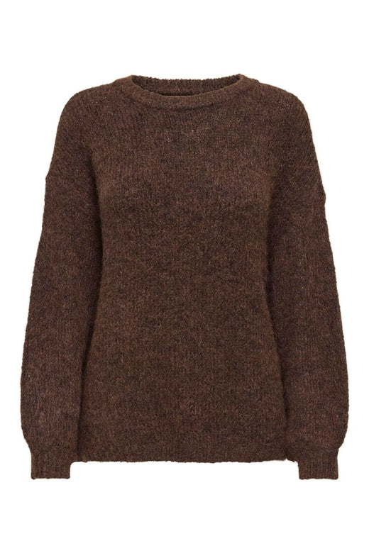 Only - Onlnellie Ls O-Neck Knt - 5072120 Coffee Bean Melange