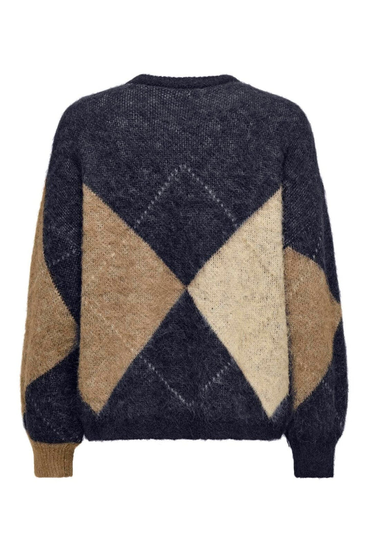 Only - Onlnoeme Life Ls Jq O-Neck Knt - 4895270 Night Sky Cocoa Creme/Biscotti/Melange/Argyle