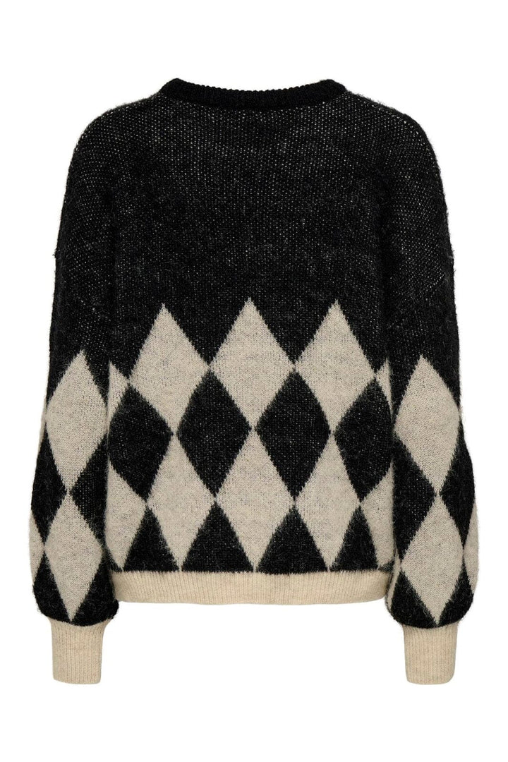 Only - Onlnoeme Life Ls Jq O-Neck Nca Knt - 4895268 Black Biscotti/Melange/Harlekin