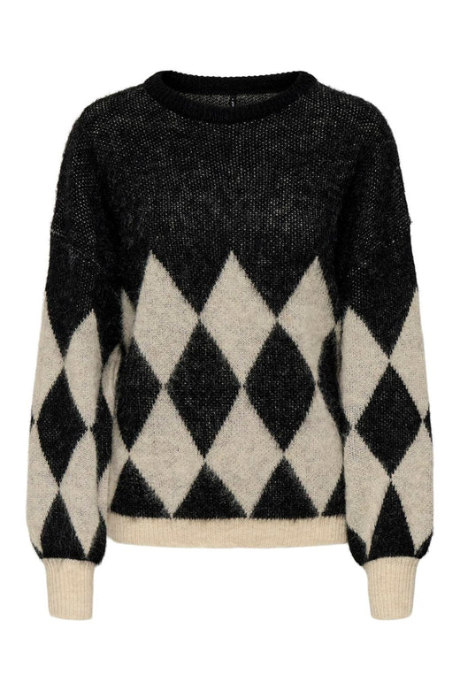 Only - Onlnoeme Life Ls Jq O-Neck Nca Knt - 4895268 Black Biscotti/Melange/Harlekin