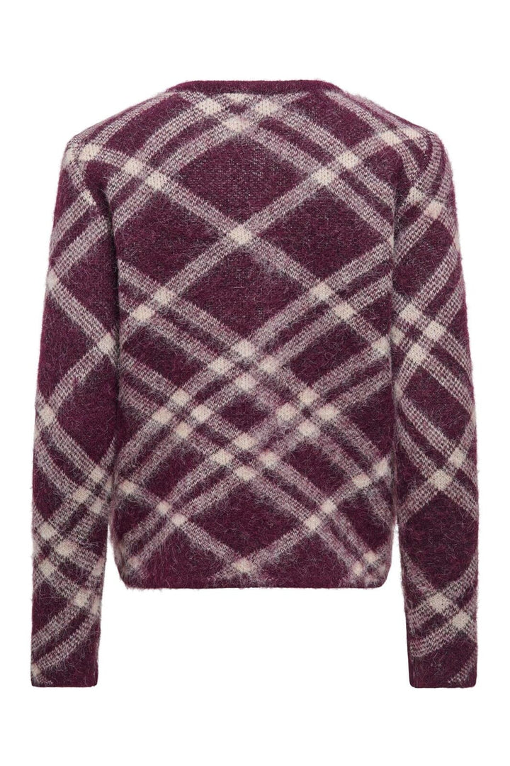 Only - Onlnoeme Ls O-Neck Cardigan Knt - 5058424 Fig Check/Oatmeal/Fmop/Mel