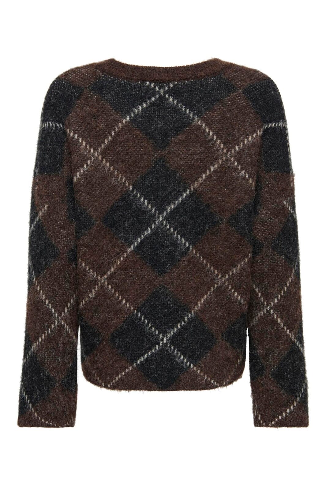 Only - Onlnoeme Ls Pattern O-Neck Knt - 5107907 Coffee Bean Big Argyle/Black/Oatmeal/Mel