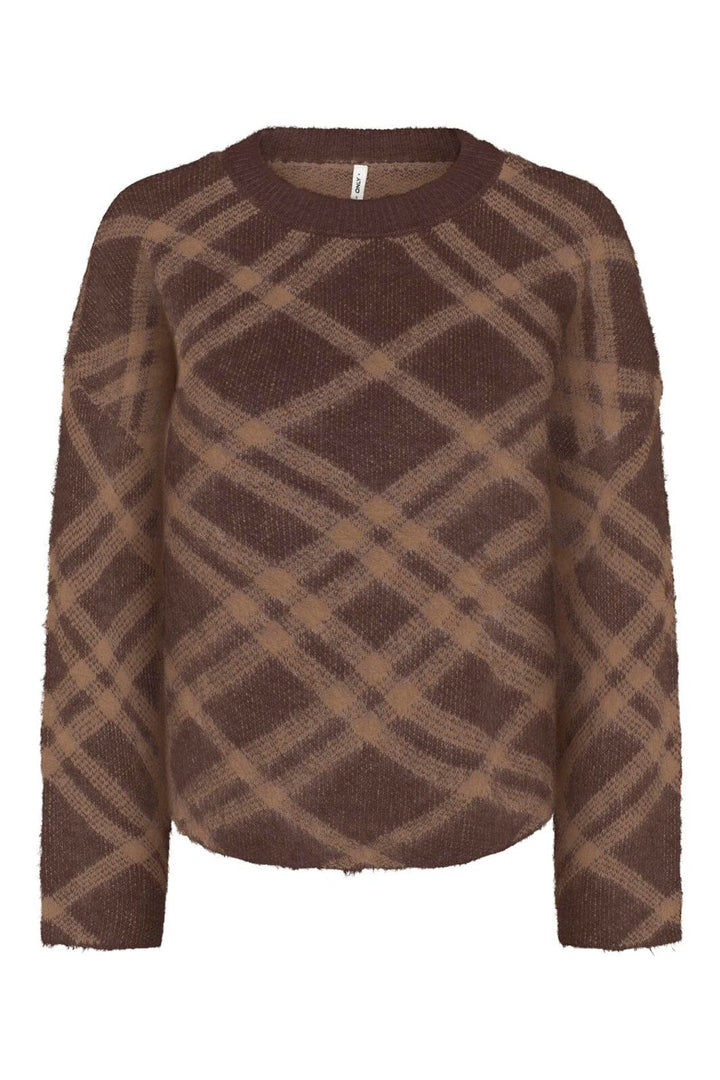 Only - Onlnoeme Ls Pattern O-Neck Knt - 5137234 Chocolate Martini Cocoa Creme/Mel
