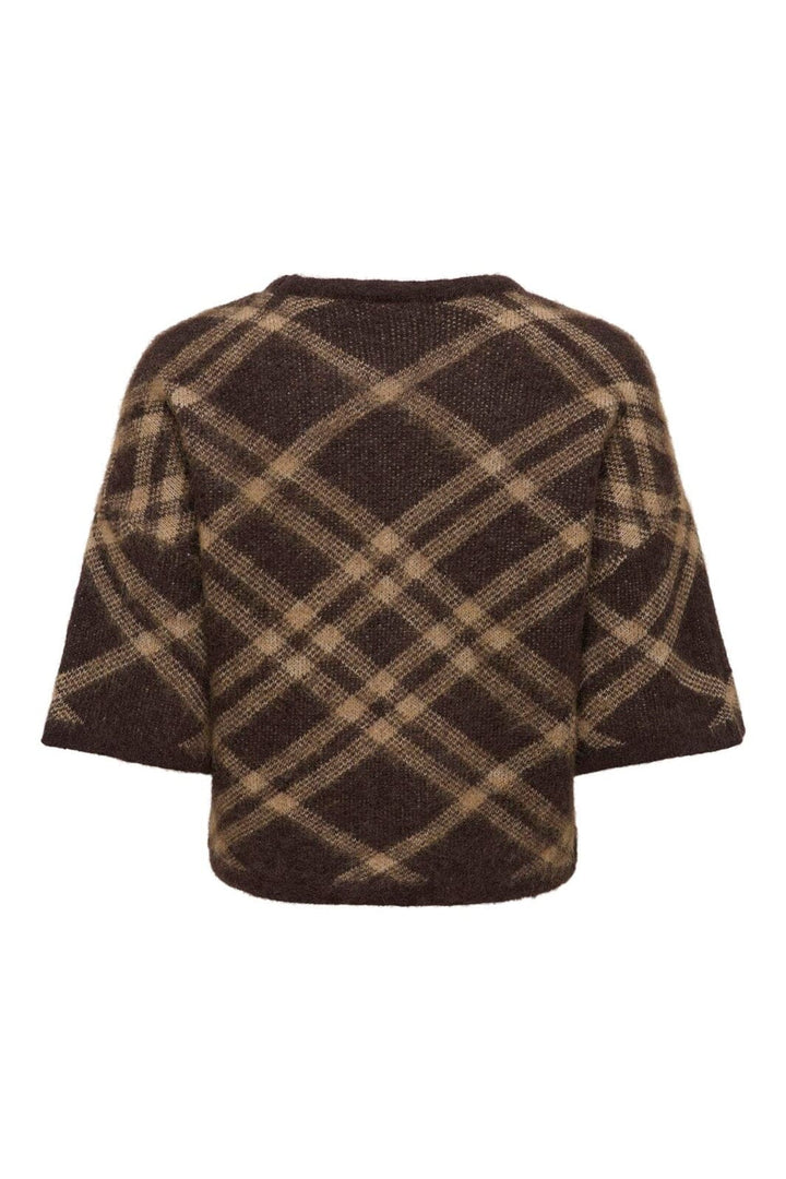 Only - Onlnoeme Ss Pattern O-Neck Knt - 5107920 Chocolate Martini Check/Coca Creme/Mel