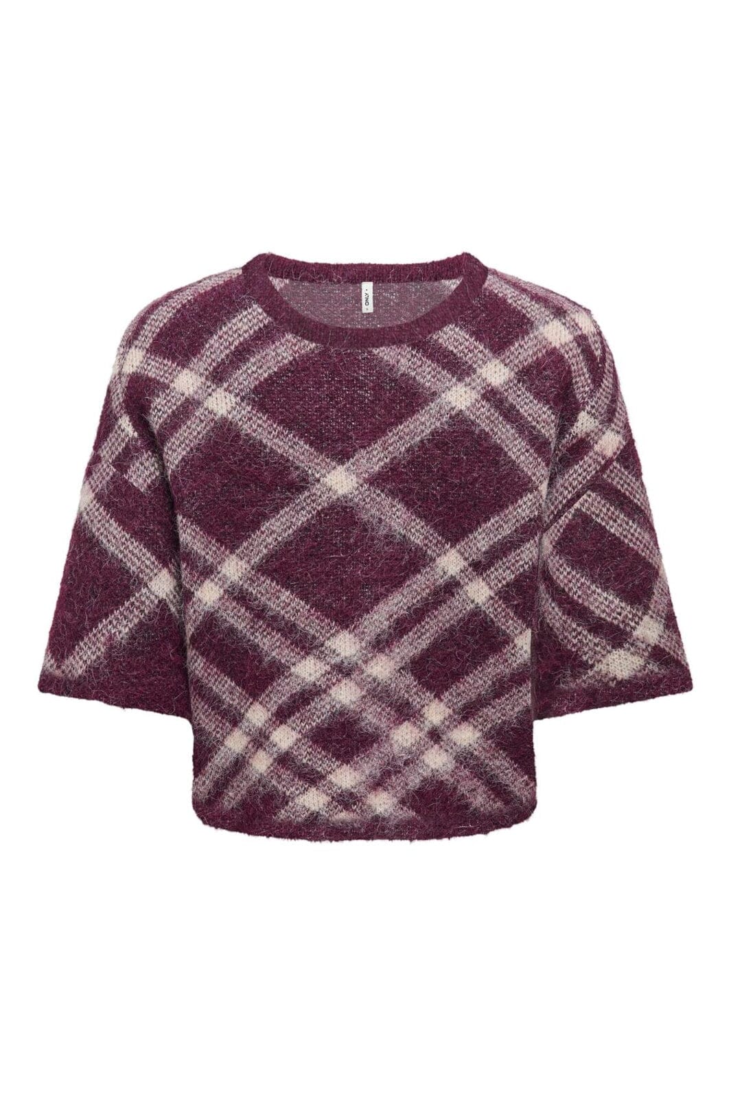 Only - Onlnoeme Ss Pattern O-Neck Knt - 5182114 Fig Check/Oatmeal/Mel
