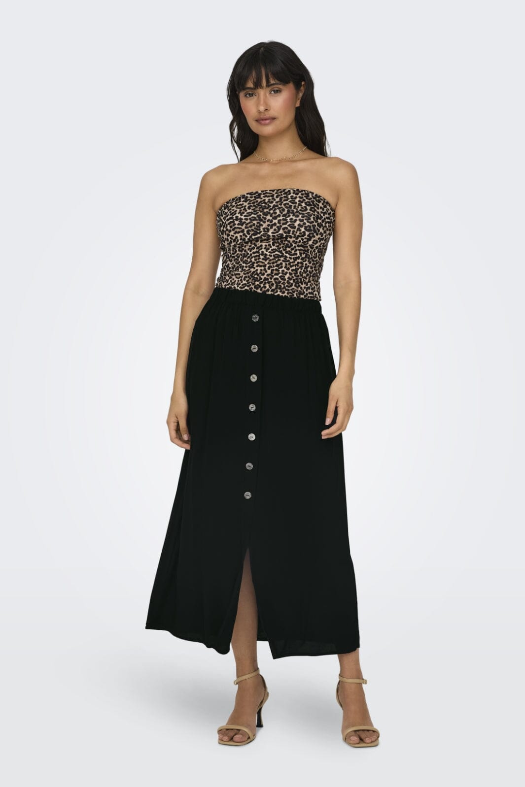 Only - Onlnova Life Vis Button Skirt Solid - 3586254 Black