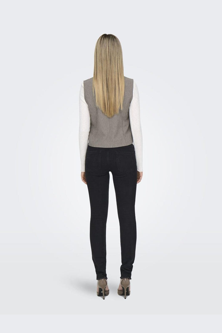 Only - Onlnovi S/L Mel Asym Waistcoat Tlr - 4591309 Walnut Melange