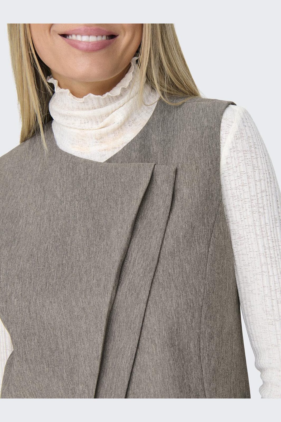 Only - Onlnovi S/L Mel Asym Waistcoat Tlr - 4591309 Walnut Melange