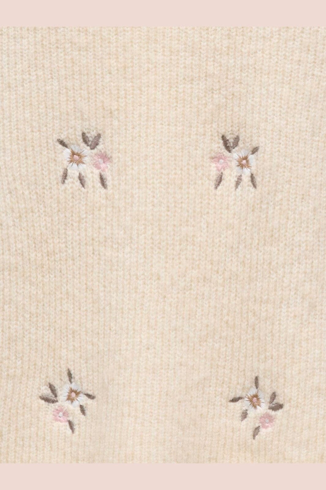 Only - Onlolivia 2/4 O-Neck Embroidery Knt - 5088343 Birch Flower Embroidery