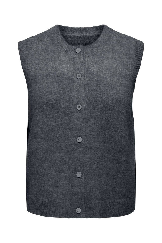 Only - Onlolivia Sl Button Vest Cc Knt - 5101158 Dark Grey Melange Dtm Button
