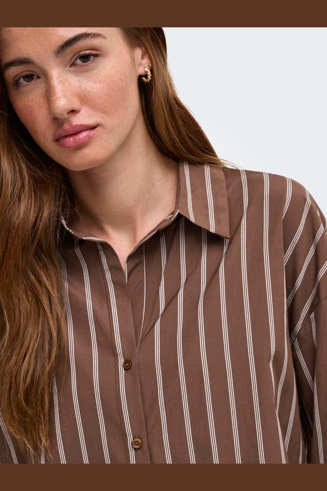 Only - Onloregon Alva Ls Reg Shirt - 5188247 Potting Soil Cloud Dancer