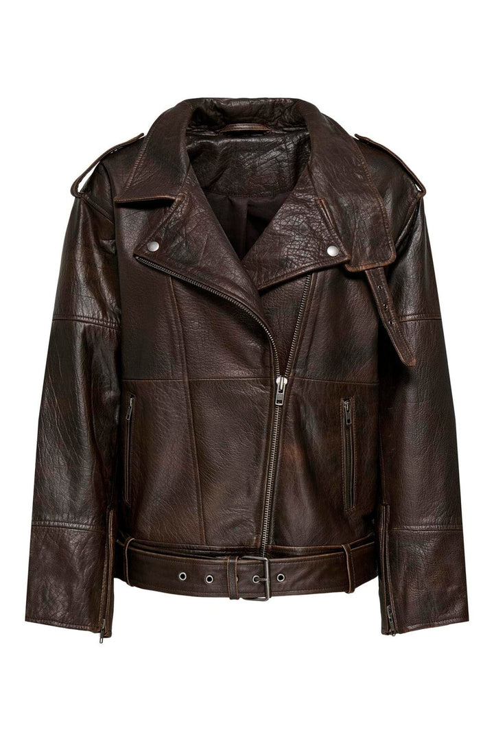 Only - Onlpetra Real Leather Biker - 5275663 Carafe Washed