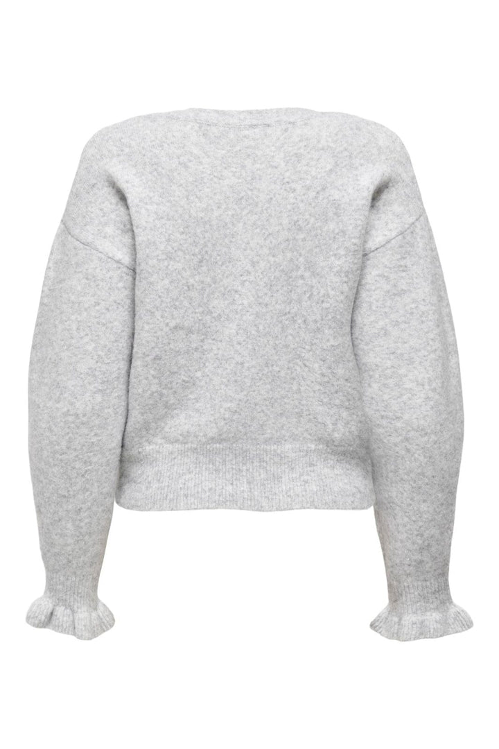 Only - Onlrima Life Ls Button Cardigan Knt - 4954763 Light Grey Melange Pearl Button