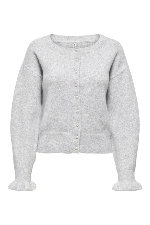 Only - Onlrima Life Ls Button Cardigan Knt - 4954763 Light Grey Melange Pearl Button