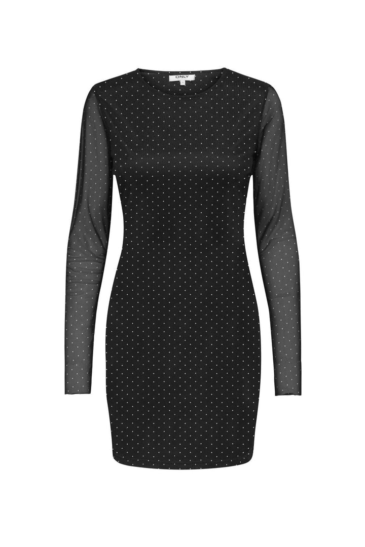 Only - Onlrory Mesh Stud L/S Dress - 4928245 Black W. Silver Studs