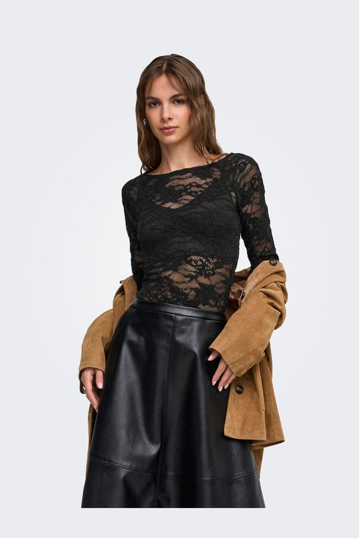 Only - Onlrue L/S Lace Bodystocking - 5124804 Black