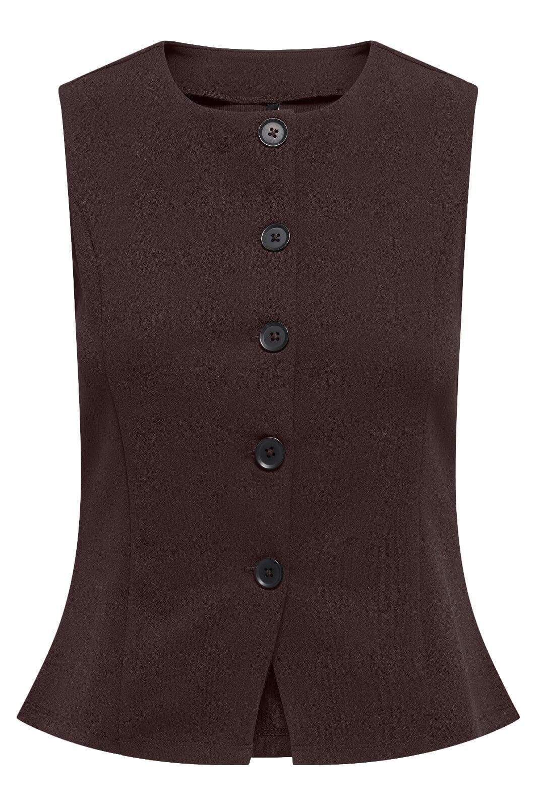 Only - Onlsania Life S/L Button Vest - 4928566 Black Coffee Veste 