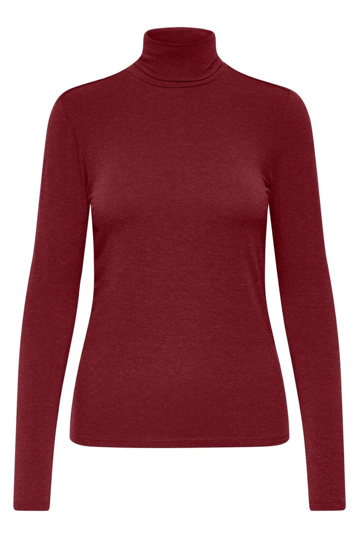 Only - Onlsia L/S Roll Neck Top Box - 4891631 Black Coffee Melange Toppe 