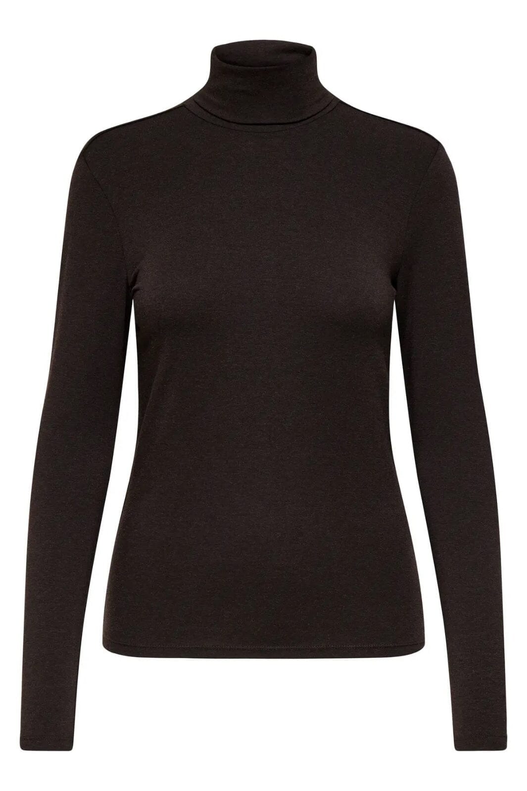 Only - Onlsia L/S Roll Neck Top Box - 4891631 Black Coffee Melange Toppe 
