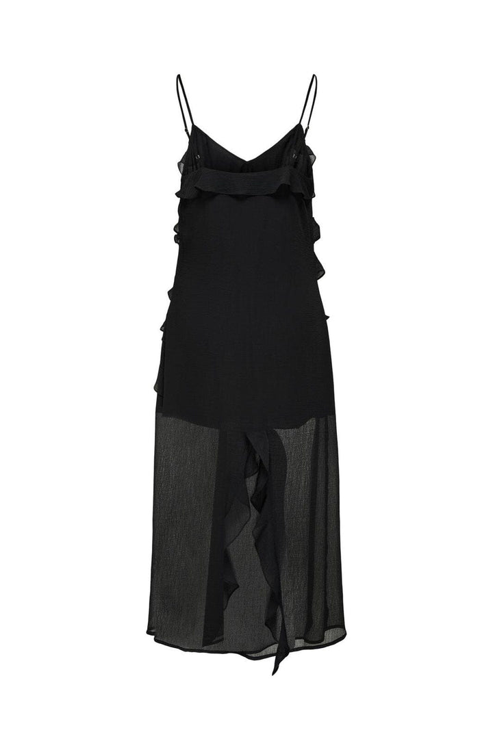 Only - Onlsine Life Strap Frill Long Dress - 4884893 Black
