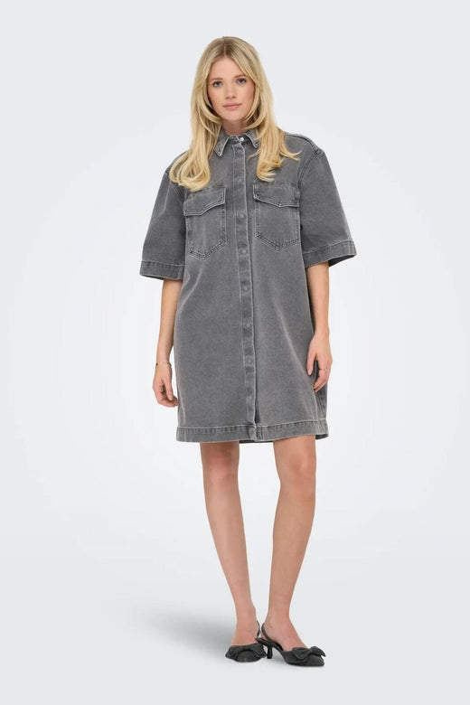 Only - Onlsophie S/S Oversize Dress Sik 15327766 - 4730992 - Medium Grey Denim