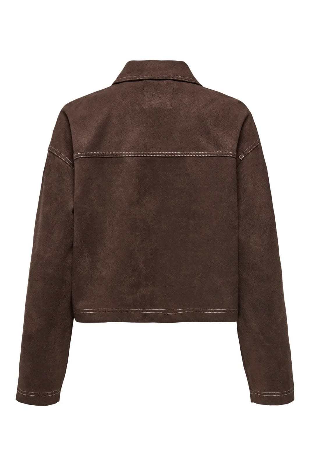 Only - Onlstina Life Faux Suede Jacket Cc - 4854247 Seal Brown W Contrast Stitch