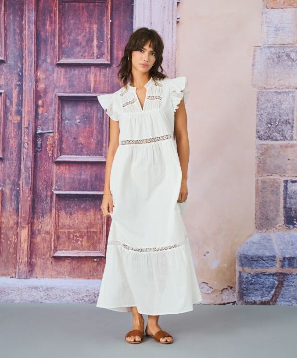 Only - Onlsunny Capsl Frill Dress - 4886732 Cloud Dancer Kjoler 