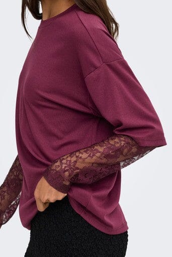 Only - Onltahlia L/S Lace Top - 5094140 Fig Dtm Lace T-shirts 