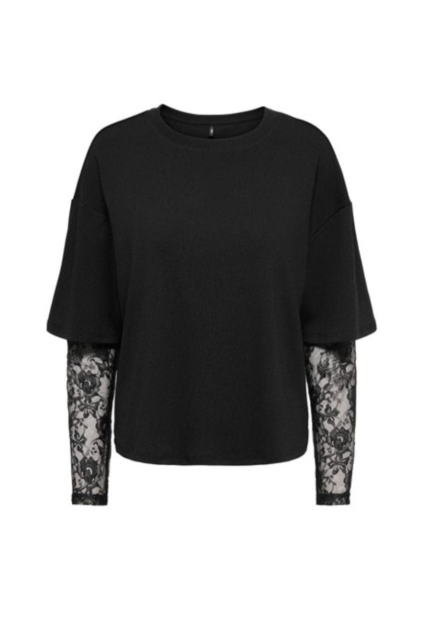 Only - Onltahlia L/S Lace Top - 5104059 Black Dtm Lace T-shirts 