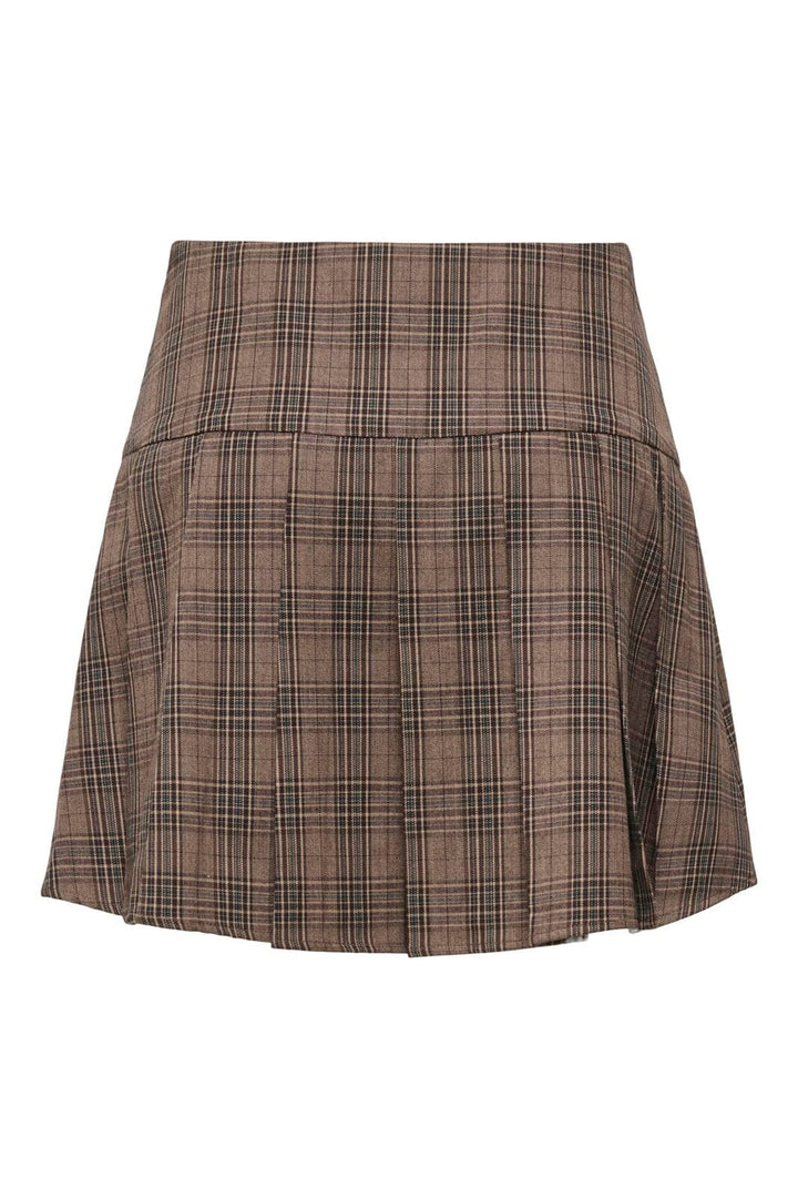 Only - Onltary Check Pleat Skirt Tlr - 4989344 Black Brown