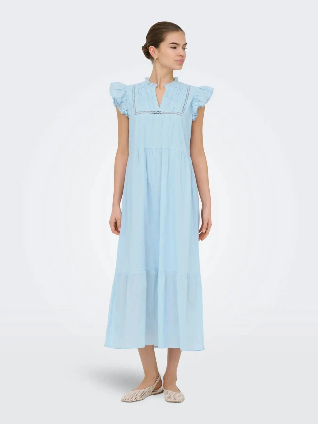 Only - Onltea-Idris S/L Frill Tape Dress - 5014281 Dream Blue Kjoler 