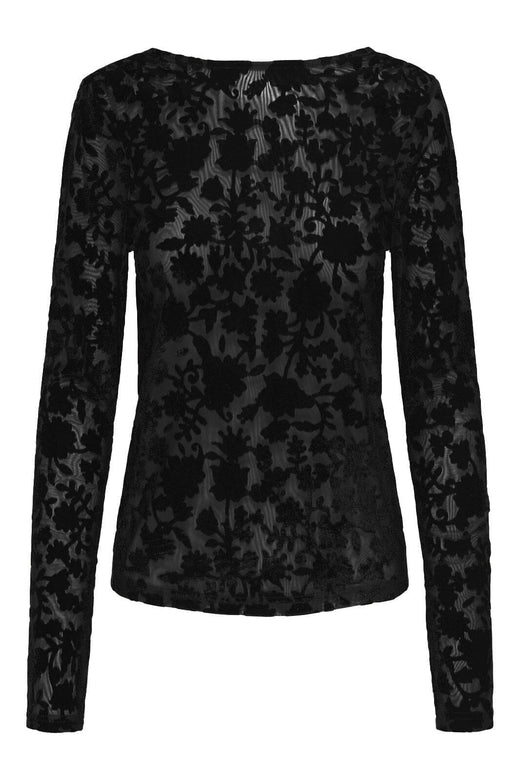 Only - Onlthea L/S Flock Top - 4929115 Black Parry Flowers (Black) Bluser 