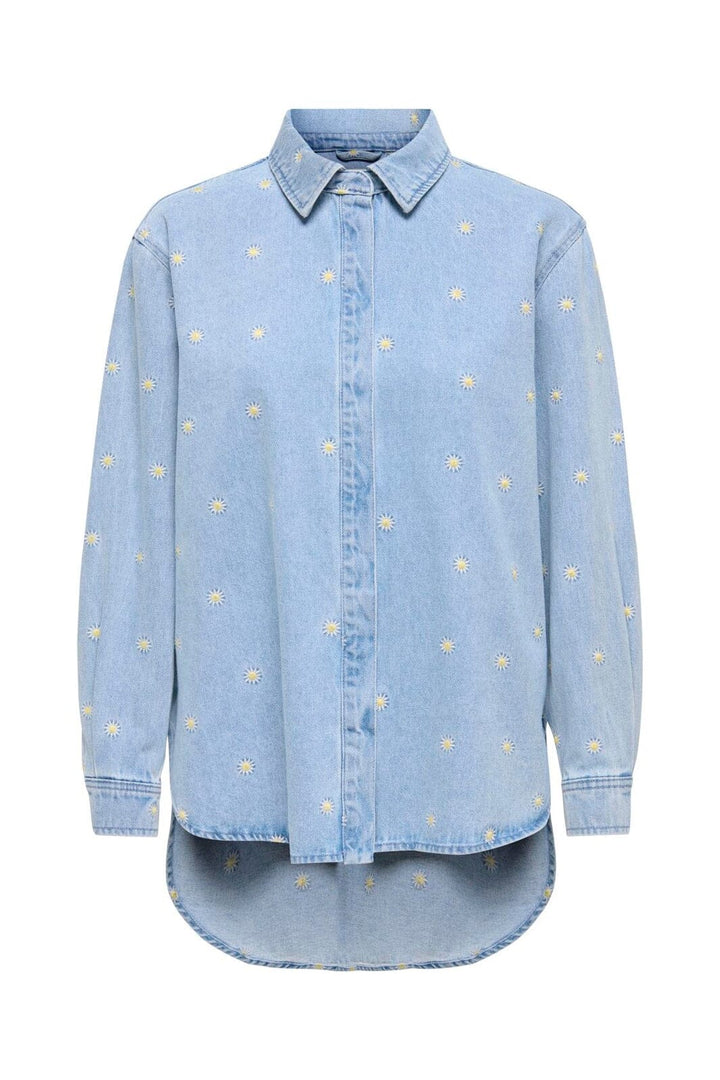 Only - Onlvera Ls Daisy Emb Shirt Qyt - 4992049 Medium Blue Denim