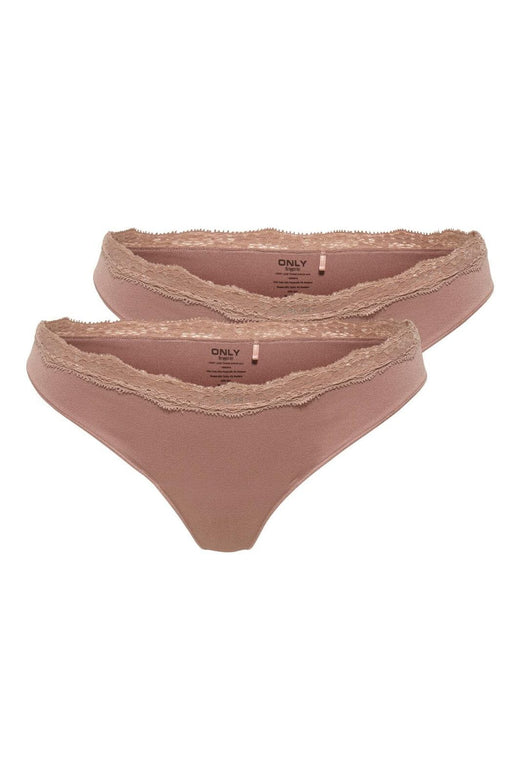 Only - Onlvicky Lace Thong 2-Pack Acc - 4822906 Cognac 2Xpack