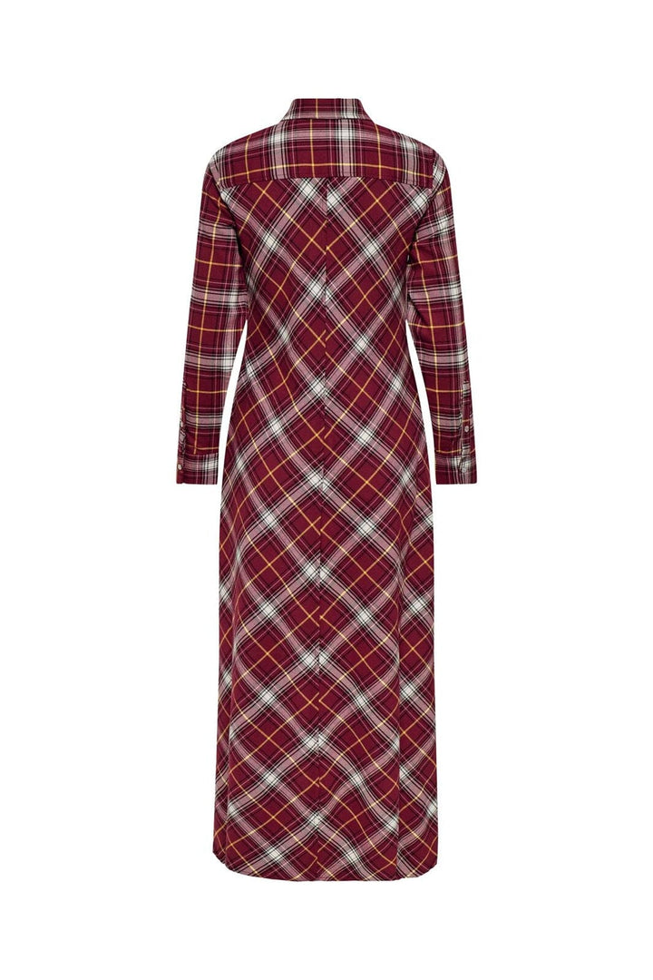 Only - Onlwren Check L/S Long Shirt Dress - 4970170 Syrah Checked Pulse