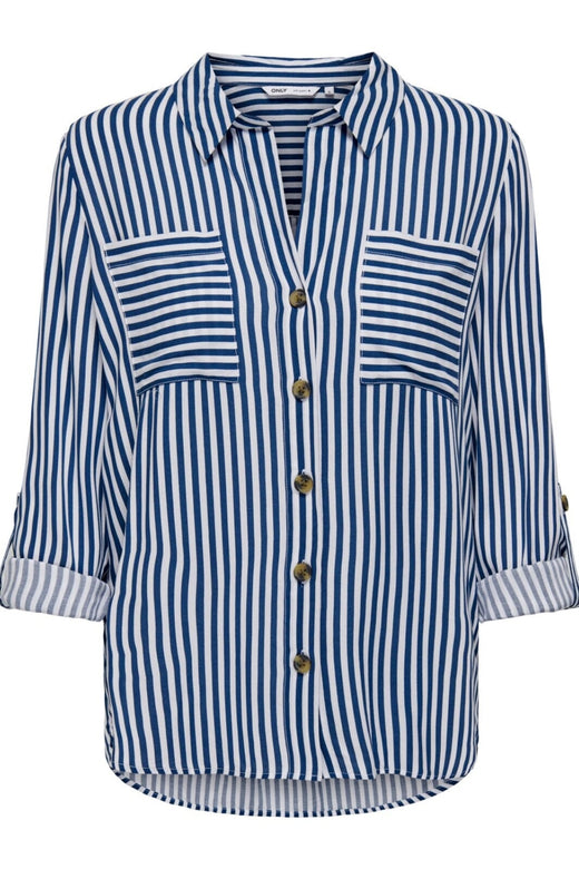 Only - Onlyasmin Shirt L/S - 4117155 Peacoat WHITE Skjorter 