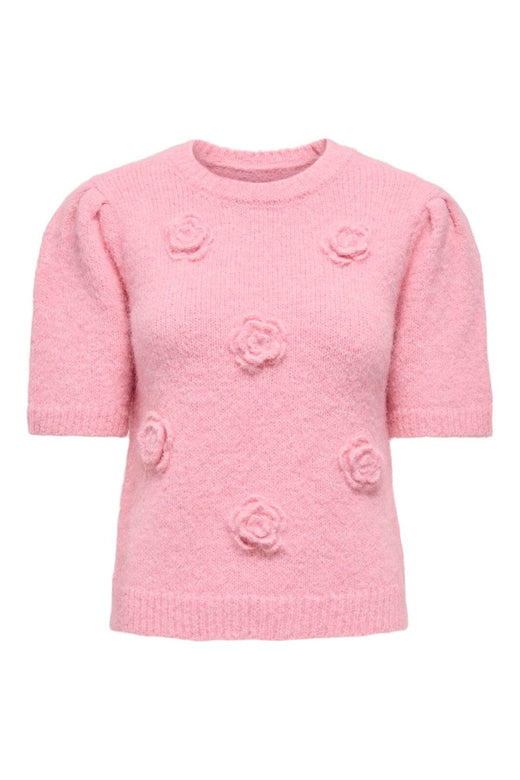 Only - Onlzaggie Ss Flower O-Neck Cc Knt - 5069000 Candy Pink Flower/Mel