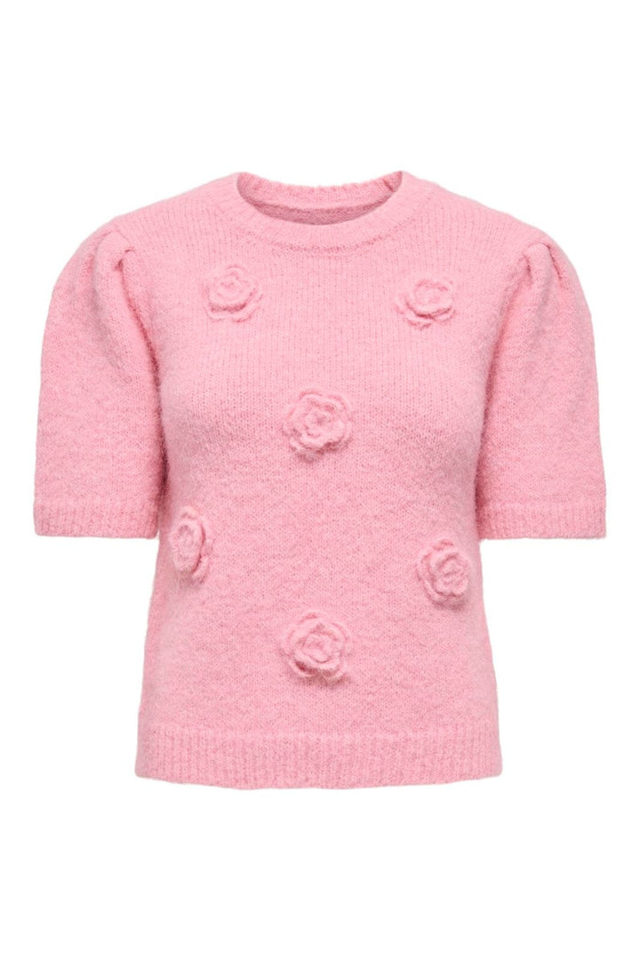 Only - Onlzaggie Ss Flower O-Neck Cc Knt - 5069000 Candy Pink Flower/Mel