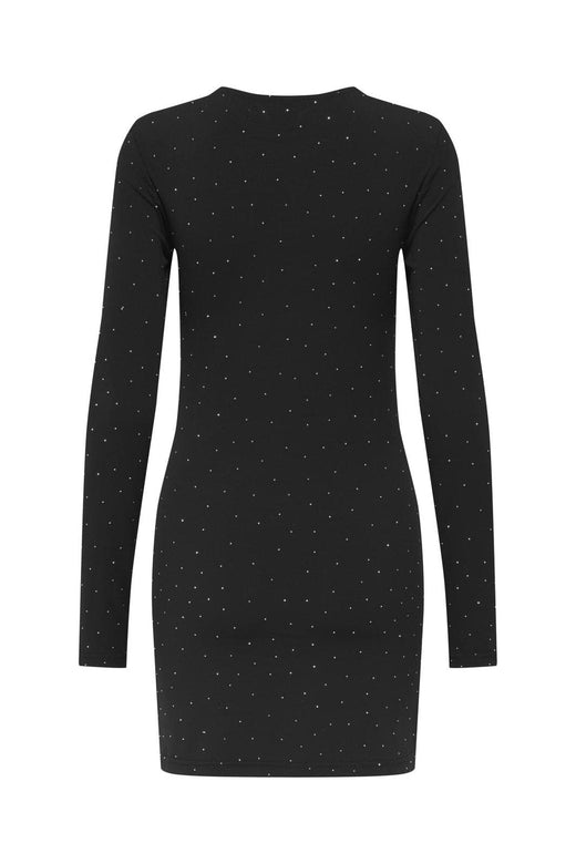 Only - Onlzita L/S O-Neck Short Dress Bf - 4869220 Black Silver Rhinestones