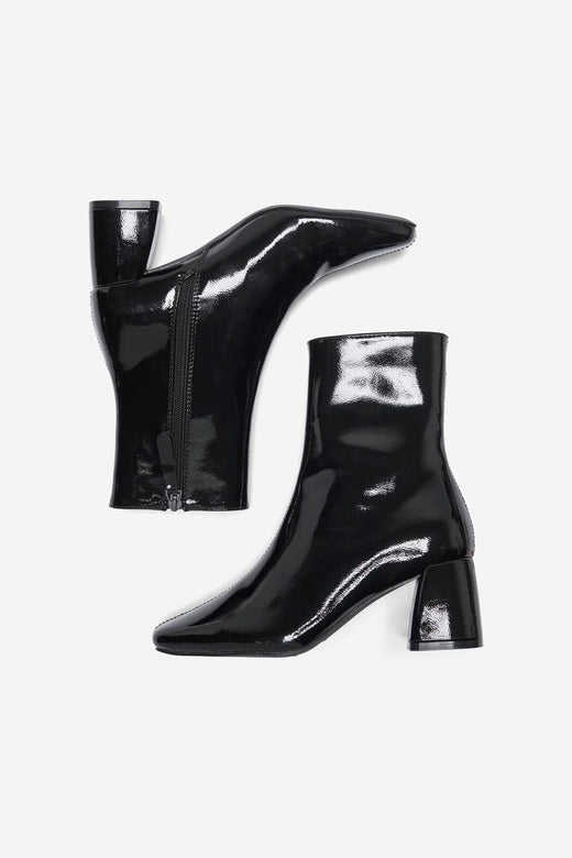 Only Shoes - Onlbrielle-1 Pu Heeled Boot - 4842706 Black Wrinkled Patent
