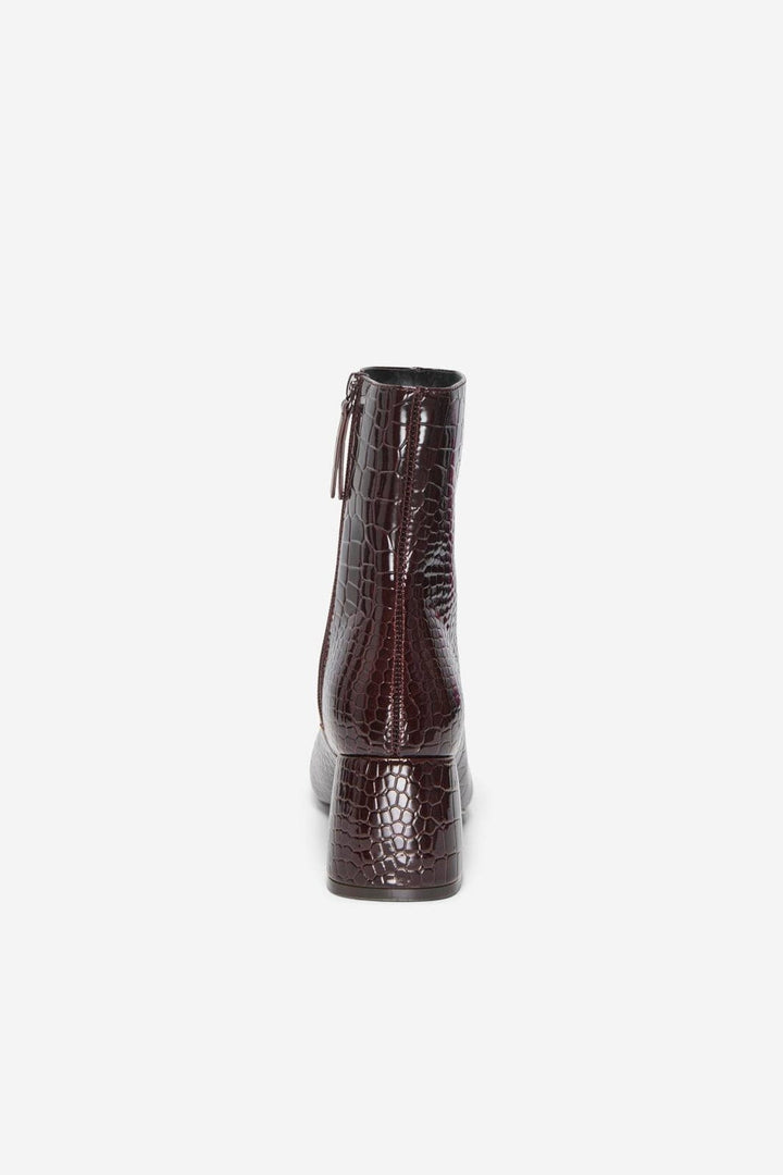 Only Shoes - Onlbrielle-1 Pu Heeled Boot - 5078766 Deep Mahogany Patent Croc