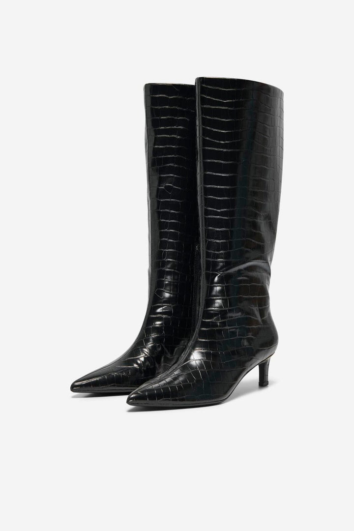 Only Shoes - Onlbrixton-3 Knee High Boot - 5078771 Black Croco